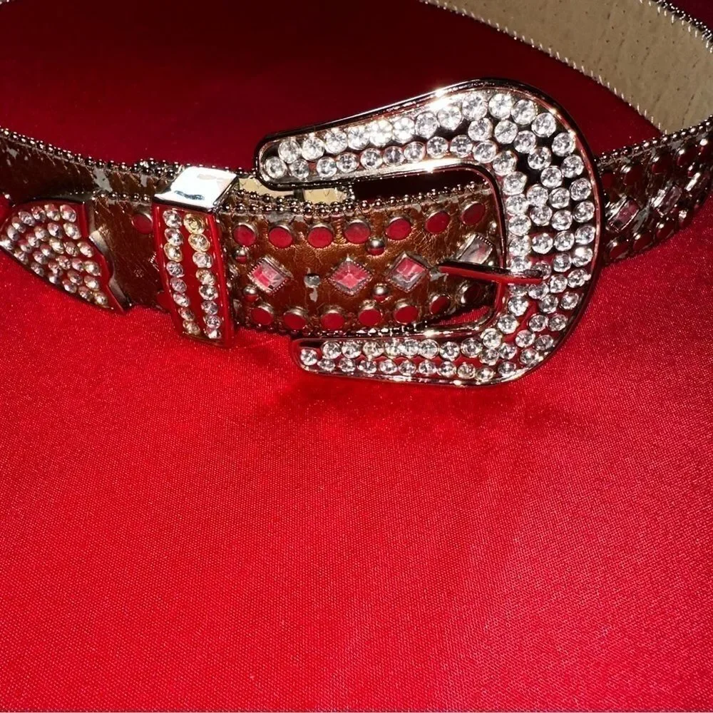 Leather bling belt size s